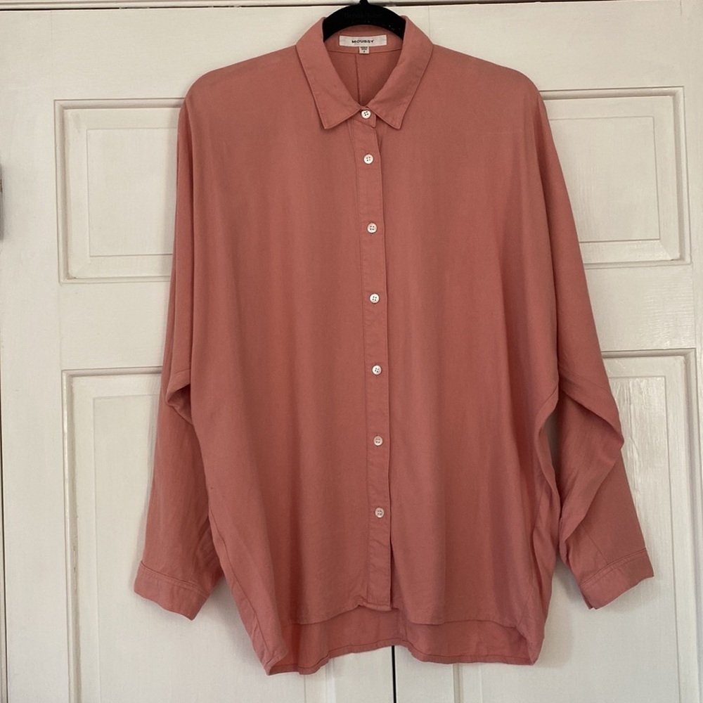 Moussy Rayon One Size Fits All Button Down Collared Blouse Shirt‎